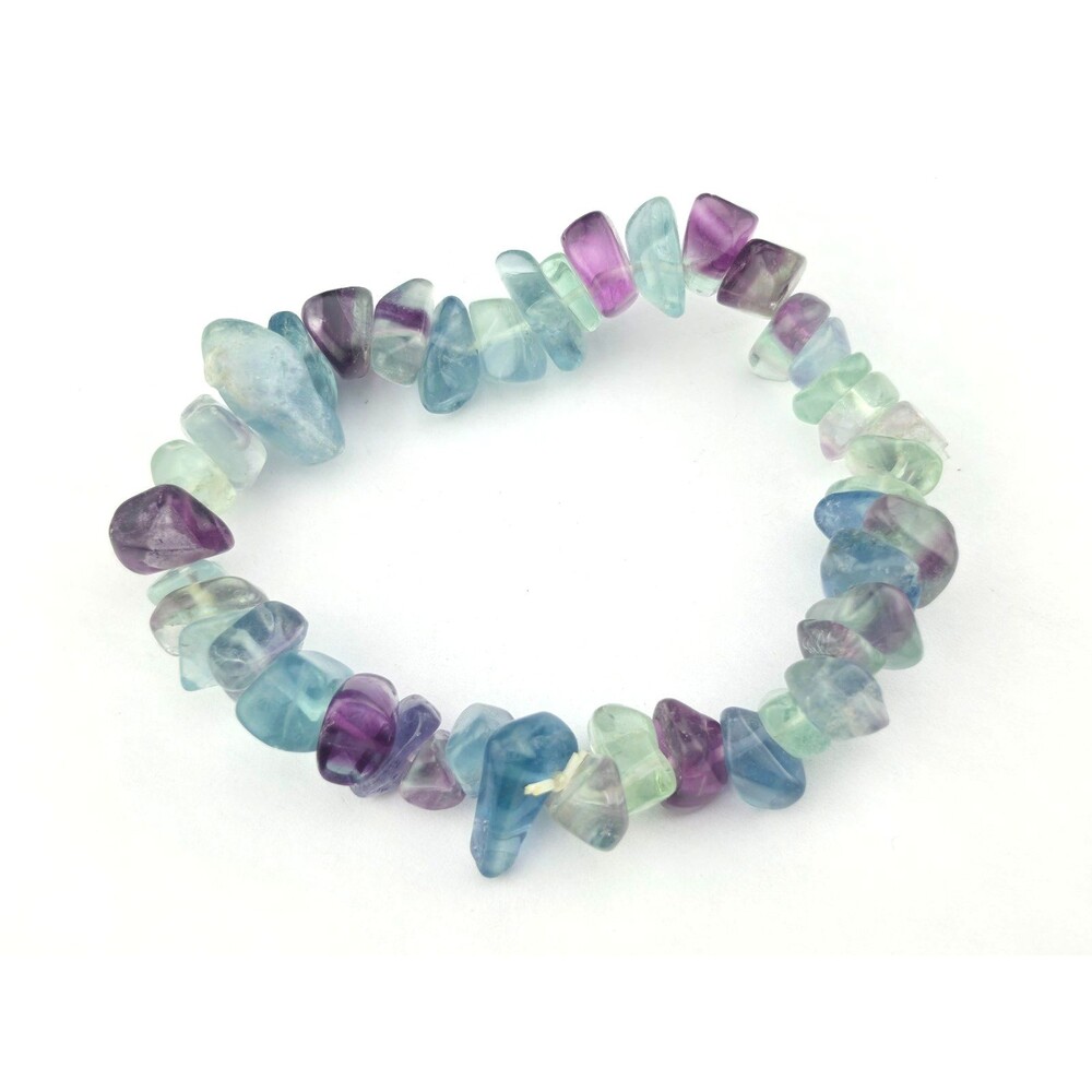Polished Tanzanite Crystal Chip Bead Stretch 7" Bracelet Purple Blue Green Strip